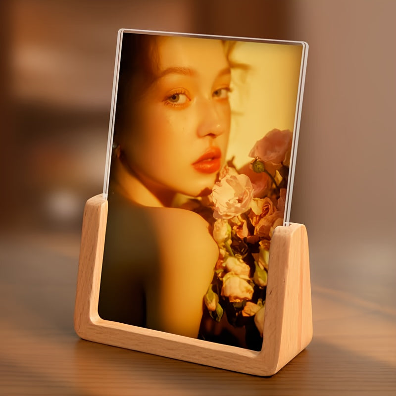 1pc Moldura Retangular Vertical de Madeira em Forma de U Clássica - Suporte para Fotos DIY para Casamentos, Formaturas, Decoração de Escritório e Casa, Organizador de Mesa Durável com Design Atemporal