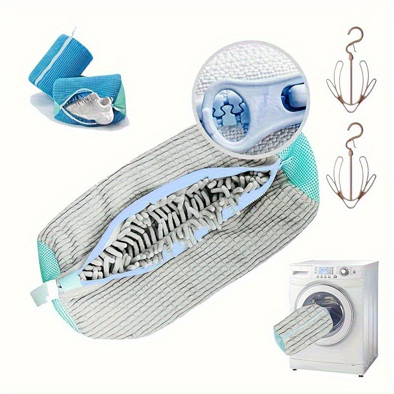 Saco de Lavagem para Sapatos na Máquina de Lavar, Fibra Macia com Envolvimento 360°, Zíper Durável e Reutilizável para Tênis e Sapatos