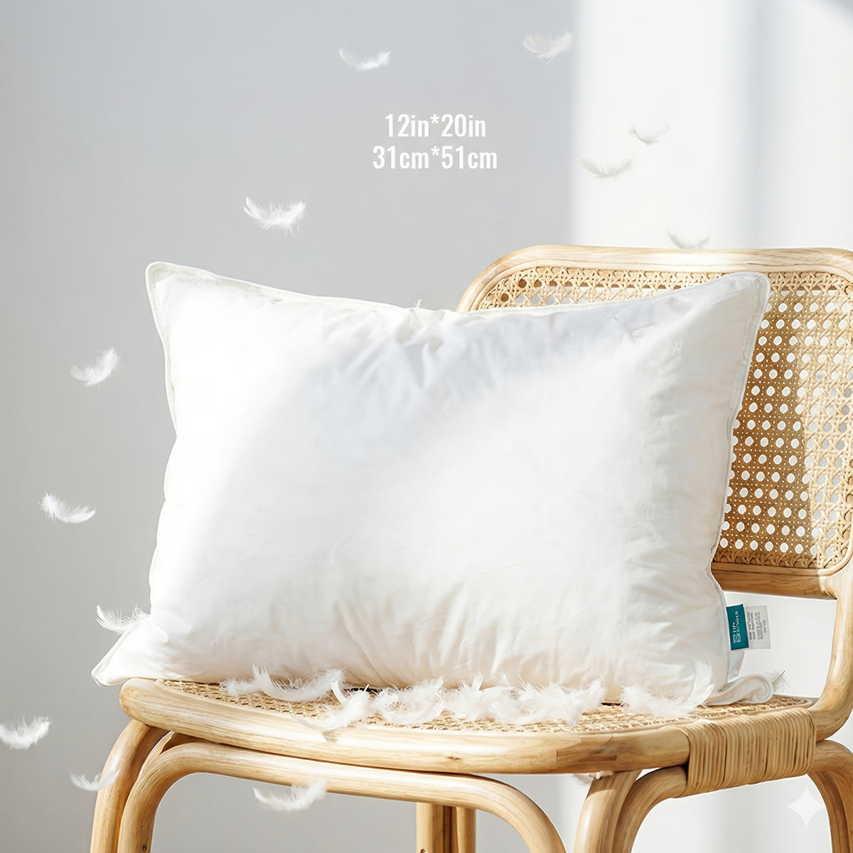 1pc Almofada de penas de ganso de luxo - Ultra-mole, de duas camadas, almofada quadrada decorativa branca com enchimento de alta qualidade para sofá, sofá e cama, estilo contemporâneo, lavável à máquina, almofada de sofá | Luxo decorativo | Almofada de penas fofa, almofada decorativa