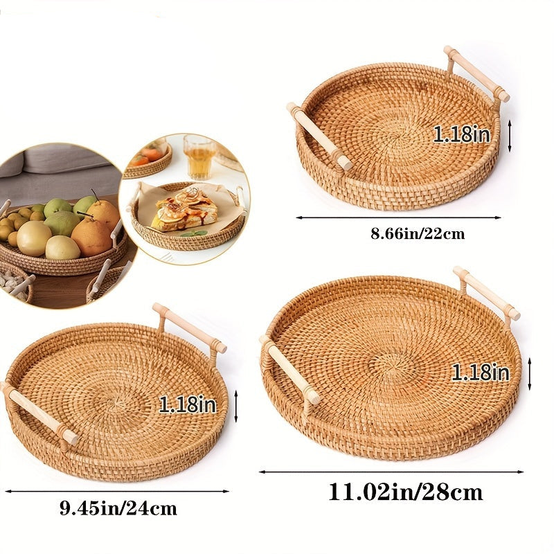 Tabuleiros de Vime Artesanais - Pratos de Fruta, Bases Resistentes ao Calor