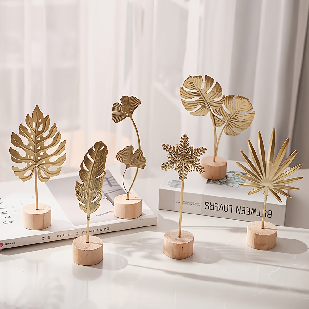 Artesanato de metal de luxo leve estilo europeu e americano, decoração criativa para sala de estar e entrada com ornamentos de folha de ginkgo em arte de ferro