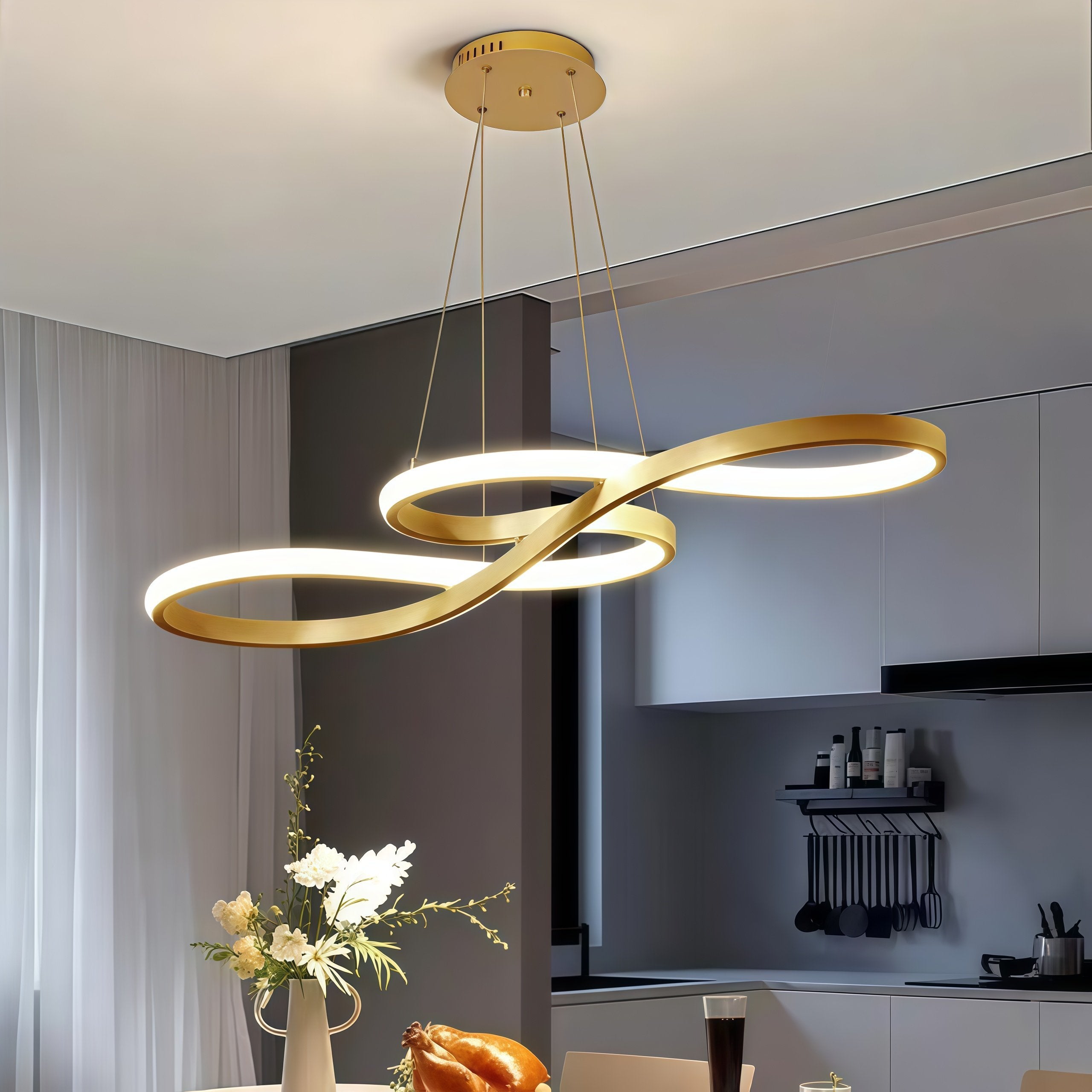 Lustre Pendente Led 3 Cores Decoração Minimalista Para Sala De Estar Quarto Cozinha Luz De Teto