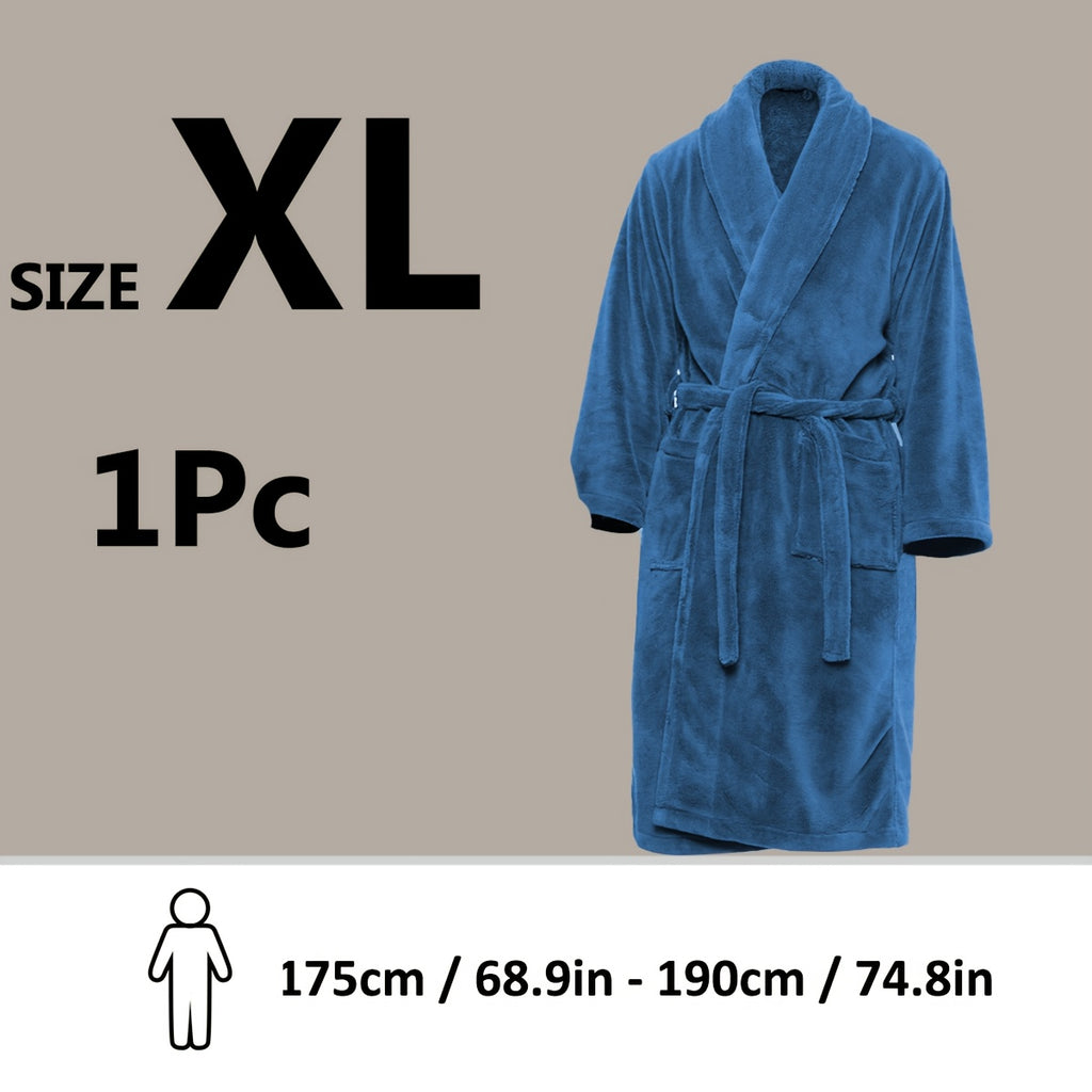 Roupão Unissex de Fleece Coral Extra Quente para Homens e Mulheres, Roupões Adultos para Banheiro, Toalha de Banho, Roupão com Gola Xale, Presente de Dia dos Namorados para Casais