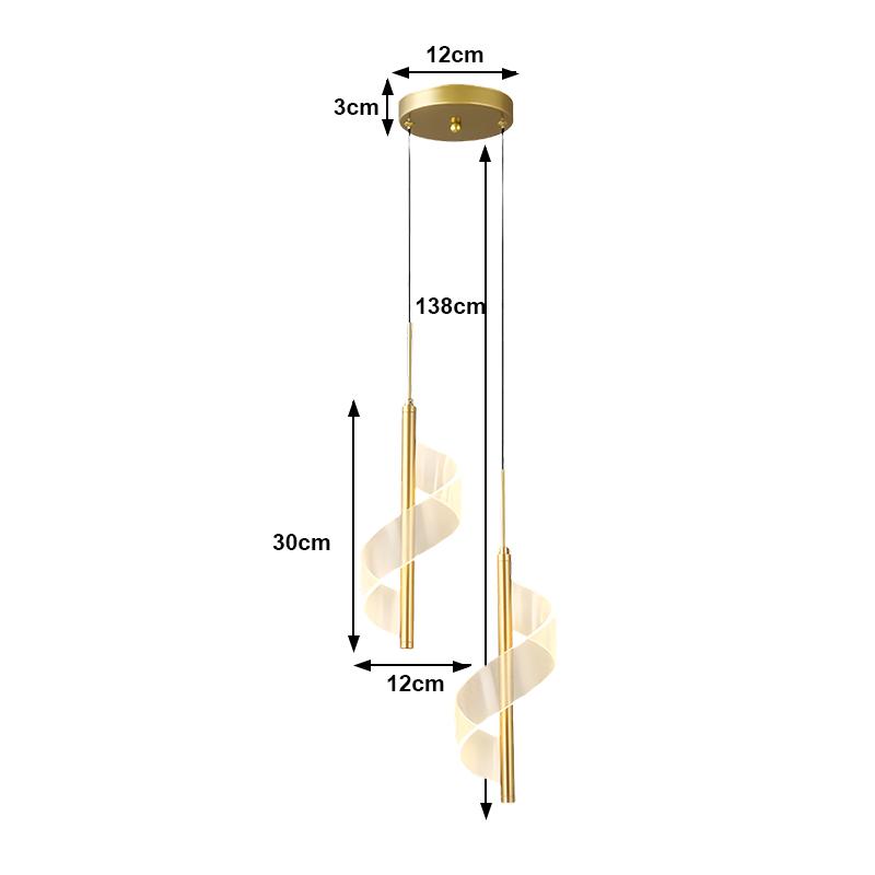 1/2peças, Lustre Minimalista Moderno com Design em Espiral, Disponível em 3000K/4500K/5000K, Inclui Luz LED de Três Cores, Conectado, Adequado para Iluminação de Áreas de Escritório, Luzes de Teto de Quartos de Hotel, Sala de Estar, Quarto de Dormir, Lustres de Cabeceira