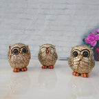 Estatuetas Decorativas de Coruja 'Não Veja, Não Ouça, Não Fale'