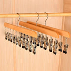 Cabide Organizador Multifuncional de Madeira e Aço Inoxidável
