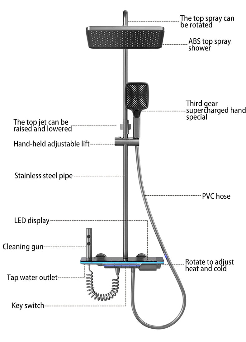 Chuveiro Luxo com Luzes e Display Digital