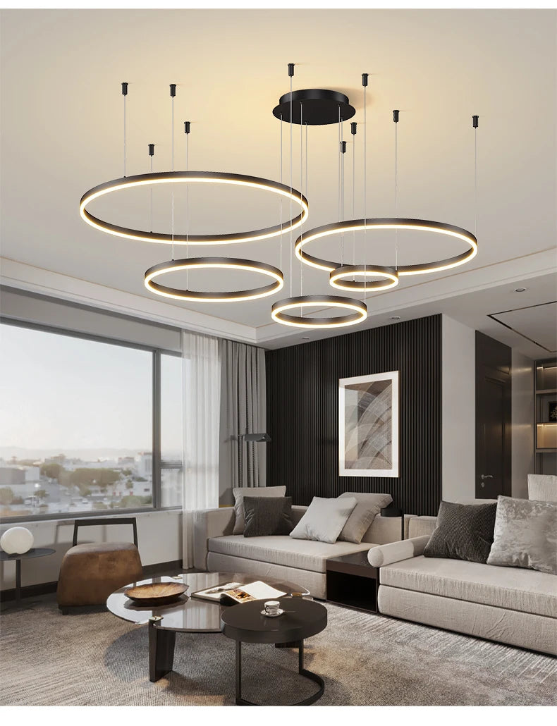 Lustre LED Anel Moderno para Sala e Jantar