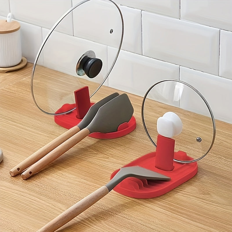 1 peça Suporte para Tampa de Panela e Descanso de Colher, Presente de Natal Suporte Dobrável para Espátula/Colher, Organizador de Utensílios, Tapete para Colher, Suporte para Espátula, Prateleira de Armazenamento de Cozinha, Suprimentos de Cozinha, Ferramentas de Cozinha, Acessórios de Armazenamento