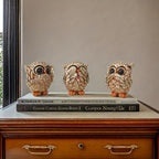 3pcs Creative Owl Statue Set Representing The 'See No Evil, Hear No Evil, Speak No Evil' Concept, Featuring Quirky Big-Eyed Owl Figurines, Suitable for Display in a Wine Cabinet, Living Room, Office Desk, Or Home Decor