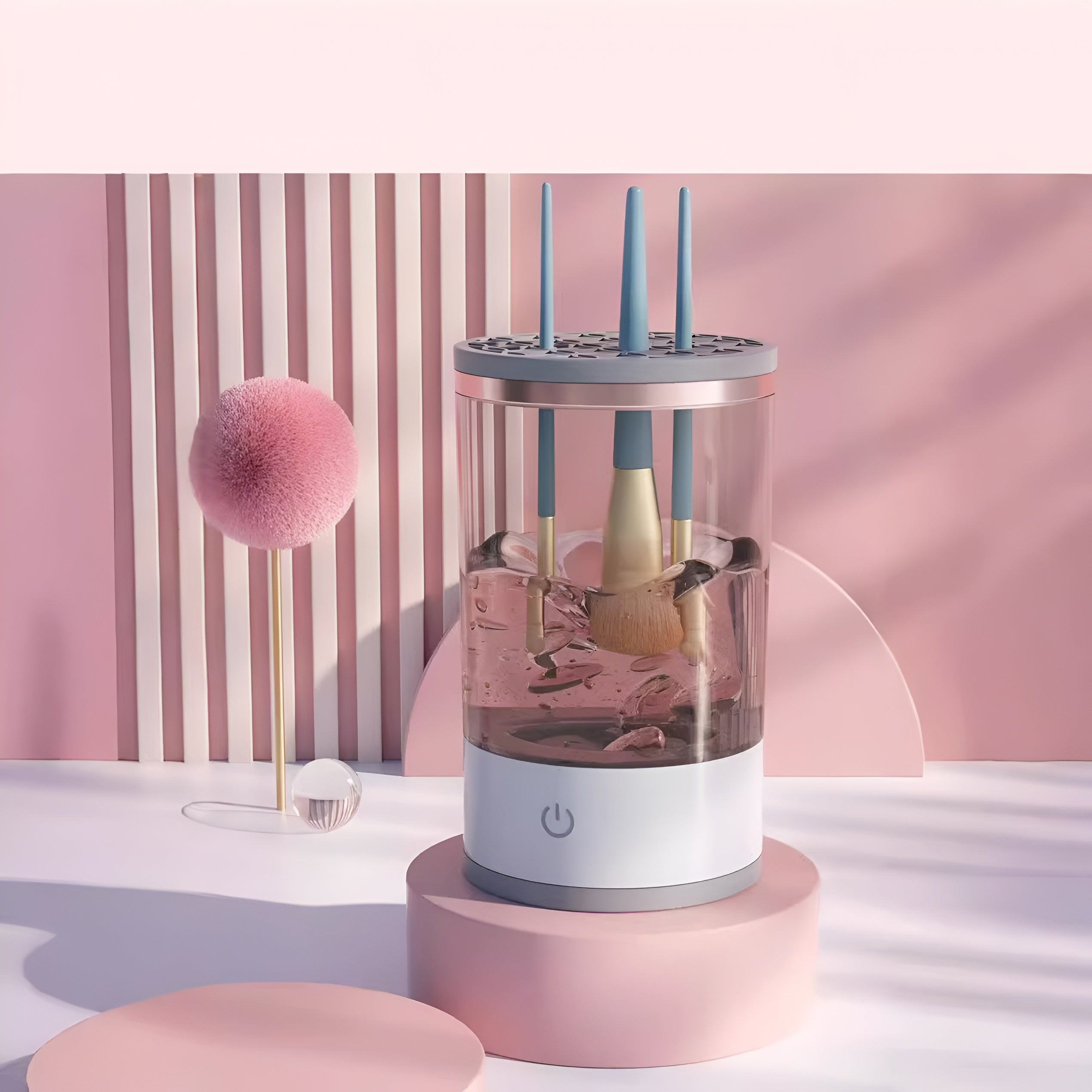 Limpador De Pincel Esponja Maquiagem Elétrico USB Automático Recarregável Lava Armazena Bivolt