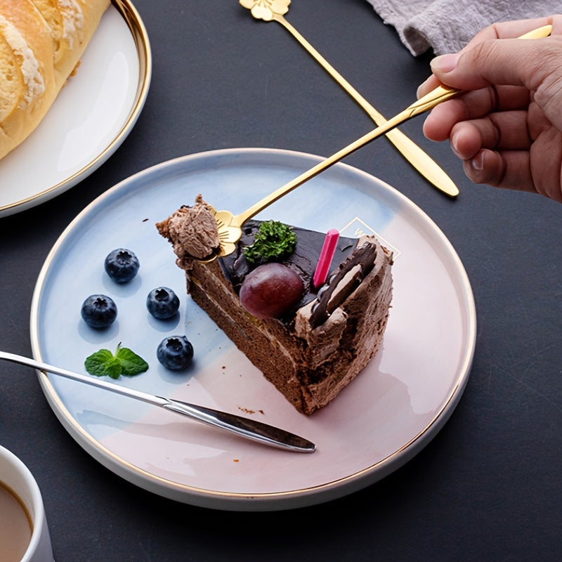 Conjunto de 4 colheres de chá pequenas em formato de flor, colher de café, colher fofa para sorvete e sobremesa, conjunto de talheres em aço inoxidável