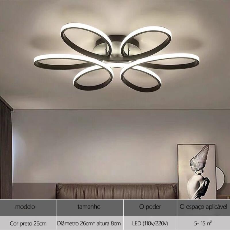 3 cores 1 Lustre moderno de LED para teto, ideal para corredor, sala, quarto, cozinha