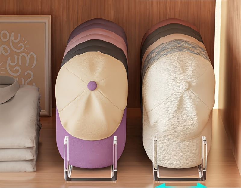 Suporte para Chapéus, Expositor de Chapéus, Organizador de Mesa, Armazenamento para Quarto, Acrílico Plástico, Comporta Sete Chapéus, Transparente