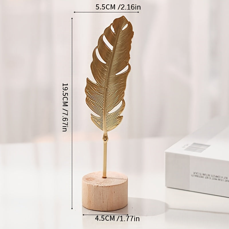 Artesanato de metal de luxo leve estilo europeu e americano, decoração criativa para sala de estar e entrada com ornamentos de folha de ginkgo em arte de ferro