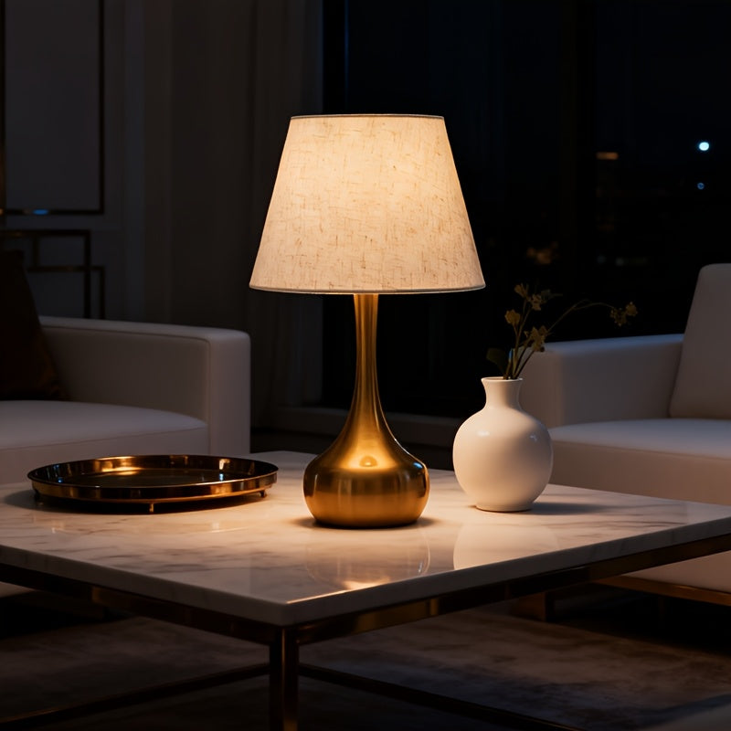 Lâmpada de Mesa Dourada Industrial Moderna | Iluminação Decorativa Minimalista com Alimentação por USB e Acabamento em Metal Polido para Quarto, Escritório, Sala de Estar & Decoração de Casa