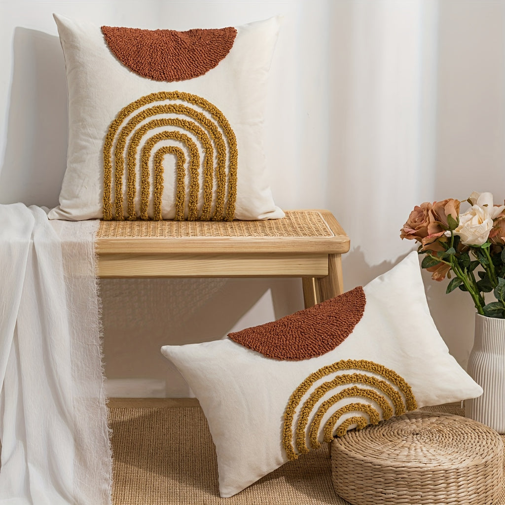 Capa de Almofada Geométrica em Meio-Círculo em Estilo Moderno Nórdico INS, Feita com Artesanato de Pelúcia Circular, Adequada para Decorar Casas de Modelo, Moradias de Hóspedes e Almofadas de Hotel.