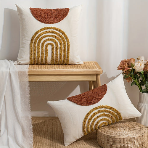 Capa de Almofada Geométrica em Meio-Círculo em Estilo Moderno Nórdico INS, Feita com Artesanato de Pelúcia Circular, Adequada para Decorar Casas de Modelo, Moradias de Hóspedes e Almofadas de Hotel.