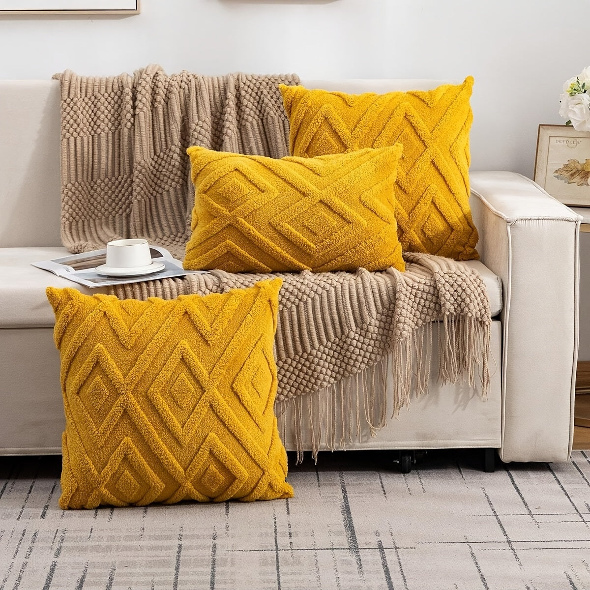 Conjunto de 2 capas de almofada de pelúcia sintética, luxuosa capa de almofada decorativa listrada macia e confortável, decoração de casa para feriados, decoração de almofada de cama para quarto