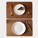 Jogo Americano de Couro Sintético Vintage de Luxo - Tapete de Jantar Resistente ao Calor em Nogueira, Cinza Lama, Marrom Chocolate - Fácil de Limpar, Tapete Retangular para Mesa de Café para Decoração Elegante de Casa