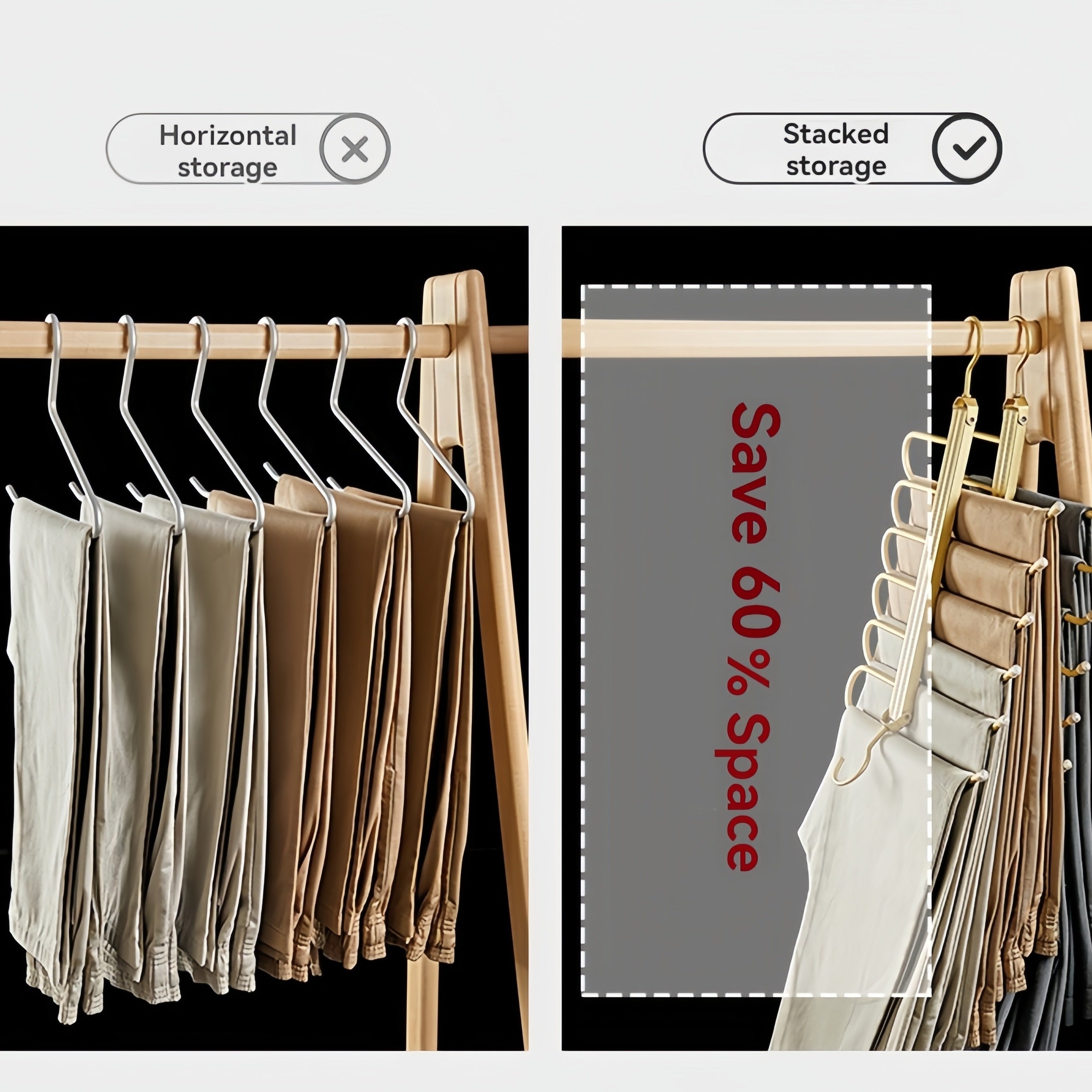 6-Layer Metal Paint Pant Hangers, Multifunctional, Space-Saving, Versatile for Closet Organization, Suitable for Pants, Jeans, Scarves, Wardrobes, And Bedroom Storage