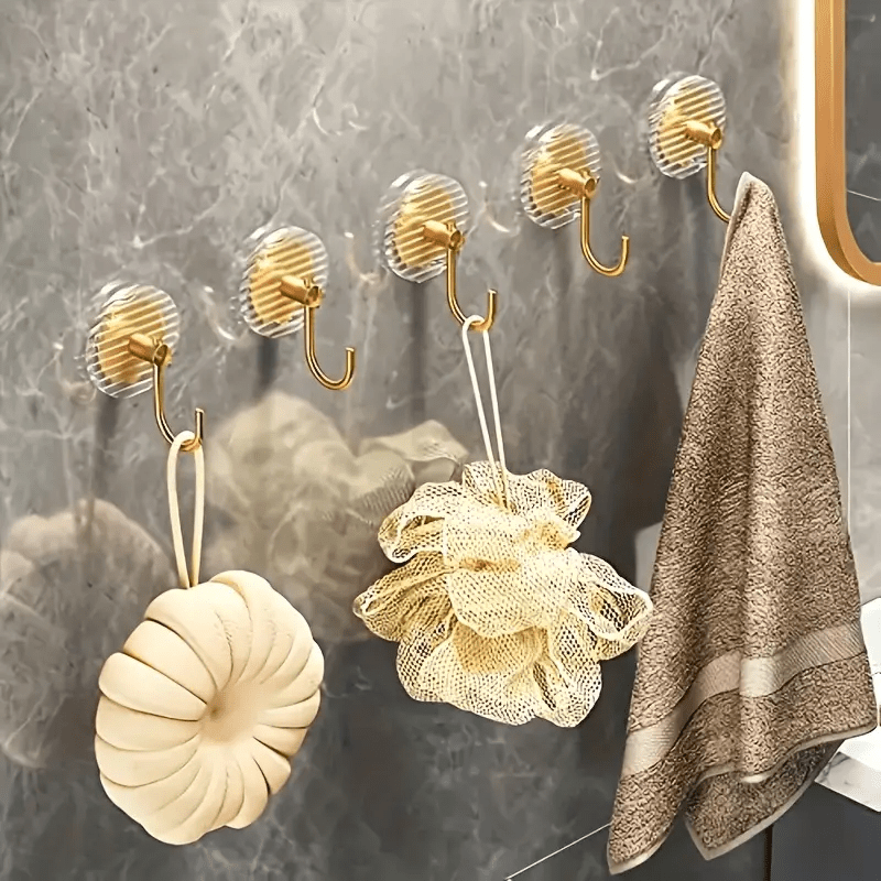 1pc Golden Metal Wall Hooks for Towels and Clothes - Multi-Purpose Bathroom Storage, Bedroom Wardrobe Organizer, Dorm Adhesive Hanging Rack, Christmas/Halloween Gift Decor, No Electricity Needed