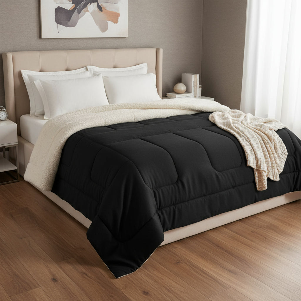 Sherpa Comforter and Duvet Set, Queen Size, Thick, Assorted Colors