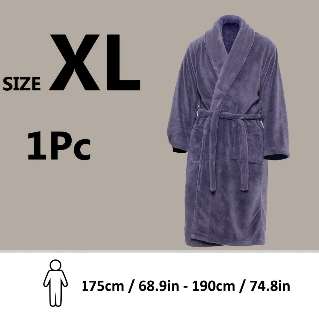 Roupão Unissex de Fleece Coral Extra Quente para Homens e Mulheres, Roupões Adultos para Banheiro, Toalha de Banho, Roupão com Gola Xale, Presente de Dia dos Namorados para Casais