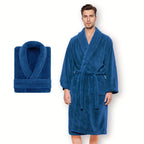 Roupão Unissex de Fleece Coral Extra Quente para Homens e Mulheres, Roupões Adultos para Banheiro, Toalha de Banho, Roupão com Gola Xale, Presente de Dia dos Namorados para Casais