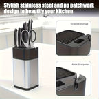 Knife Holder with a Sharpener | Stainless Steel Design Multifunctional Storage Rack for Kitchen | Suitable for Kitchen Knives And Scissors, Non-Slip Knife Storage Rack for Countertops
