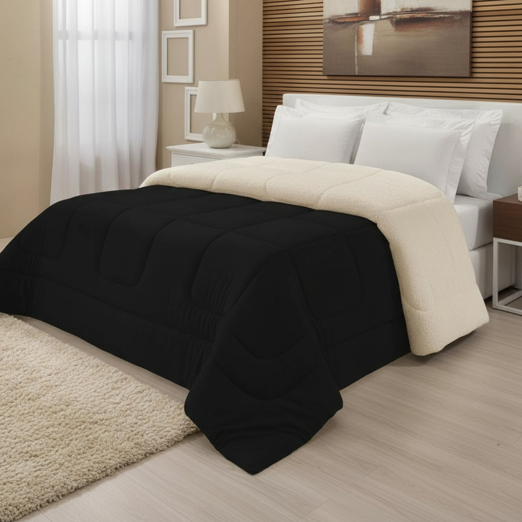 Sherpa Comforter and Duvet Set, Queen Size, Thick, Assorted Colors