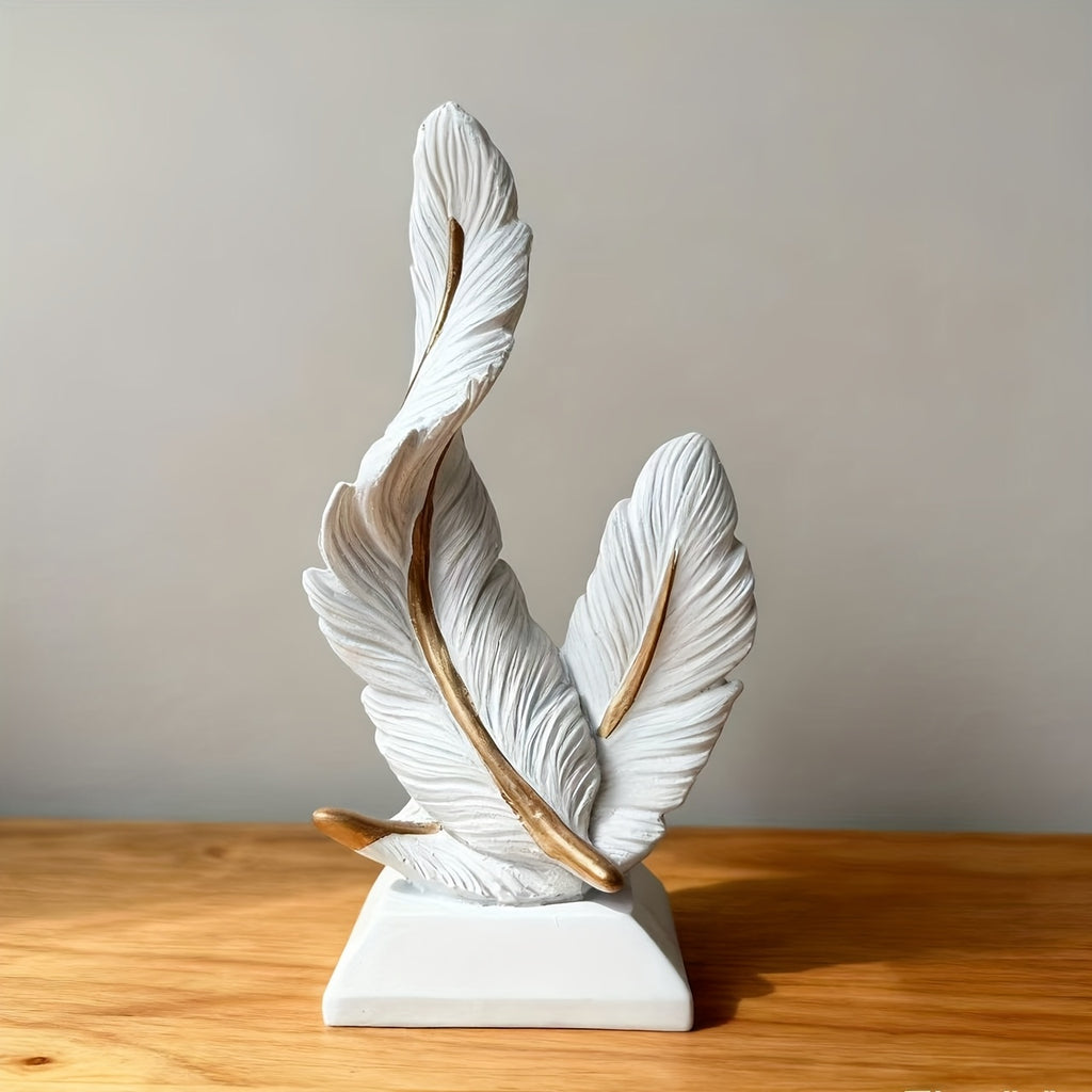 1 Peça de Ornamento de Resina de Pena de Alta Qualidade para Sala de Estar, Entrada ou Sala de Modelo, Decoração Suave para Casa Nova ou Presente de Inauguração
