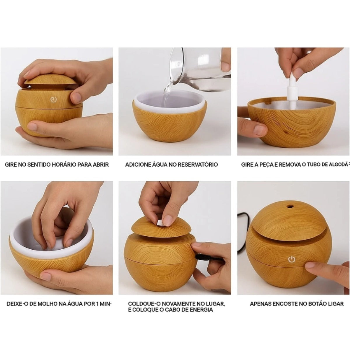 Mini Difusor Ultrassonico Umidificador Ar Aromatizador Purificador De Aromas Com Led Oleo Essencial