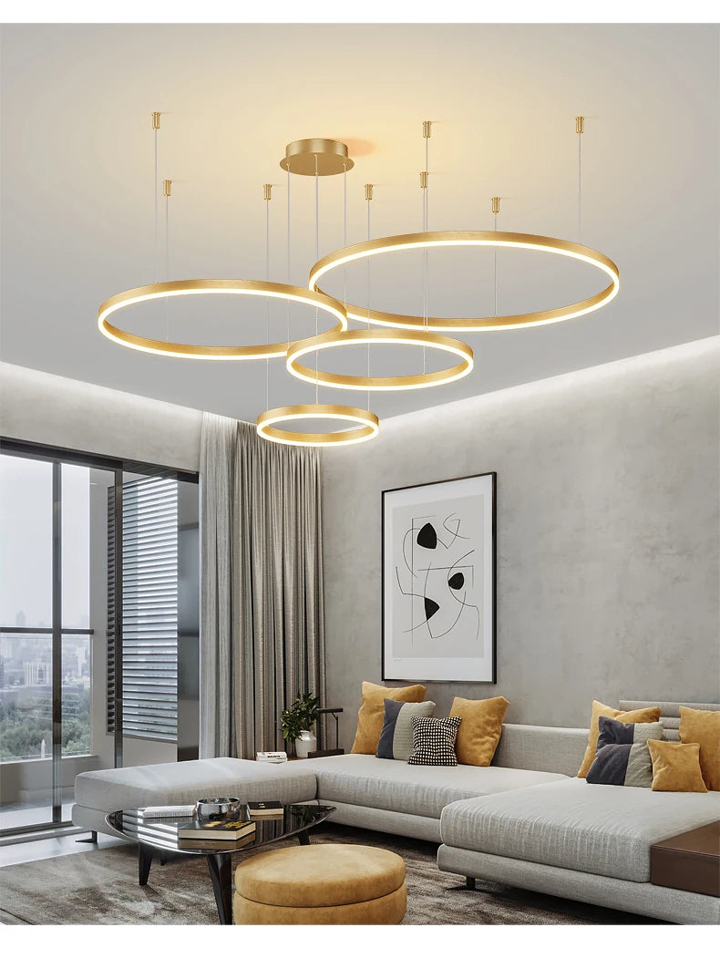 Lustre LED Anel Moderno para Sala e Jantar