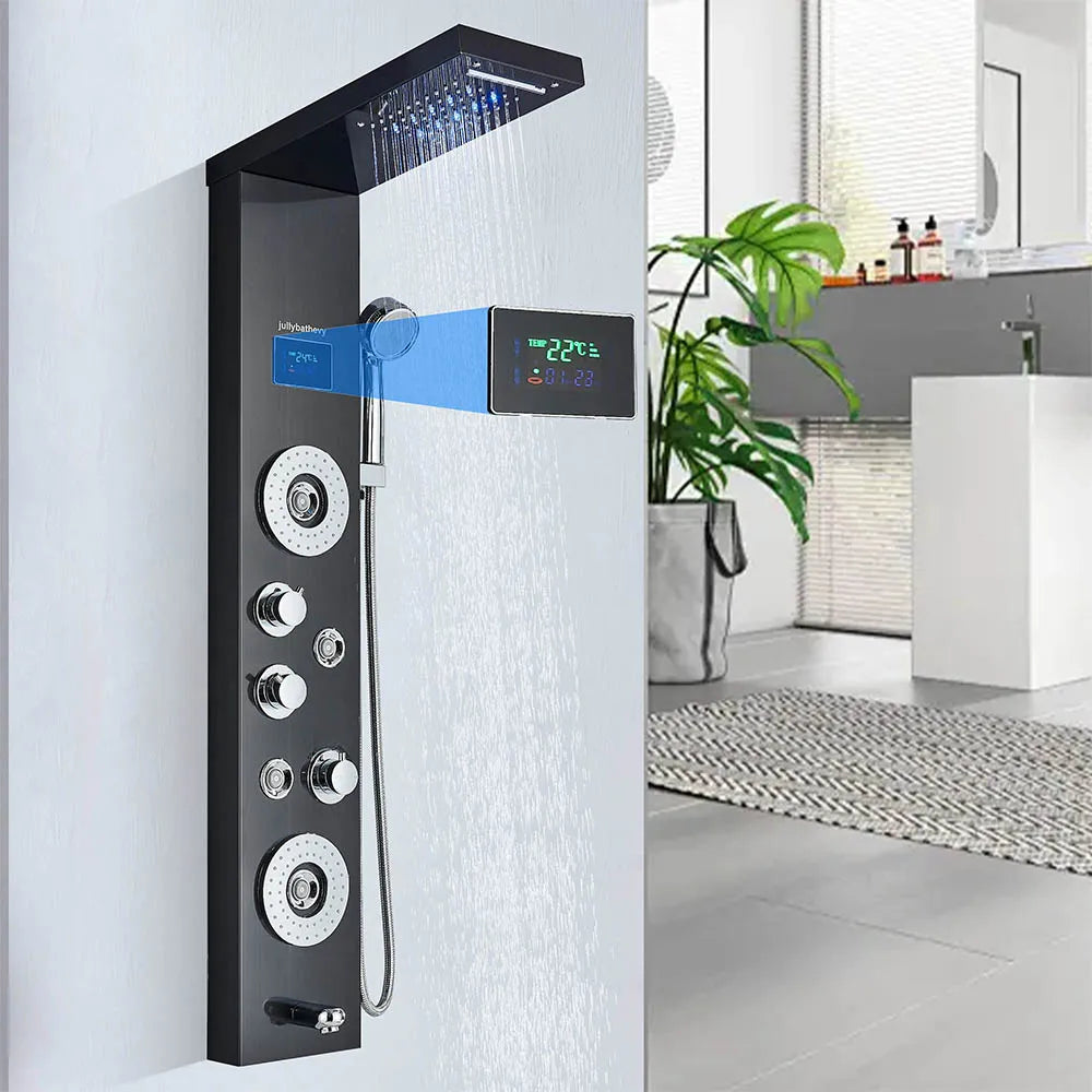 Painel de Chuveiro LED com Massagem e Display Digital