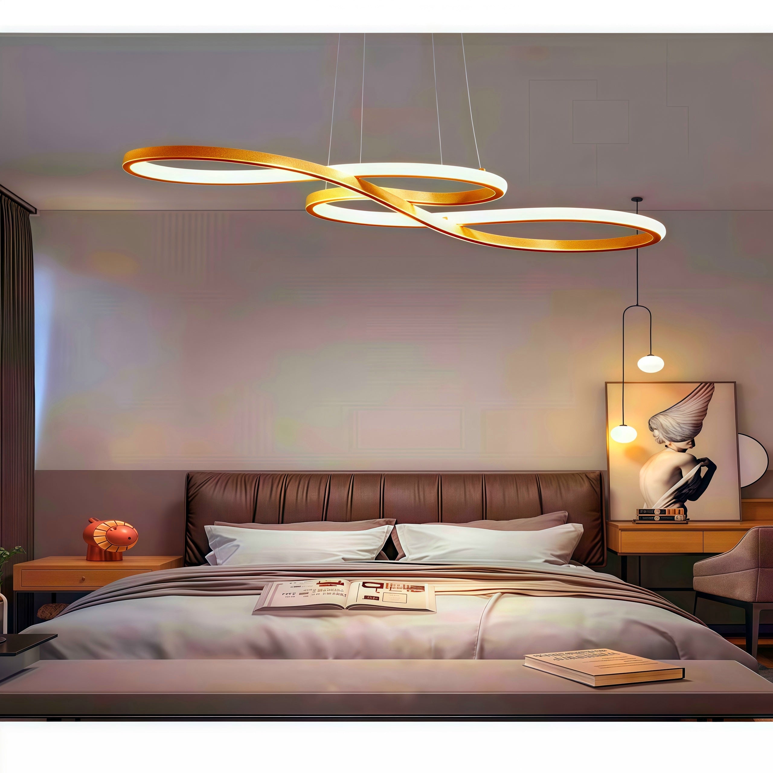 Lustre Pendente Led 3 Cores Decoração Minimalista Para Sala De Estar Quarto Cozinha Luz De Teto