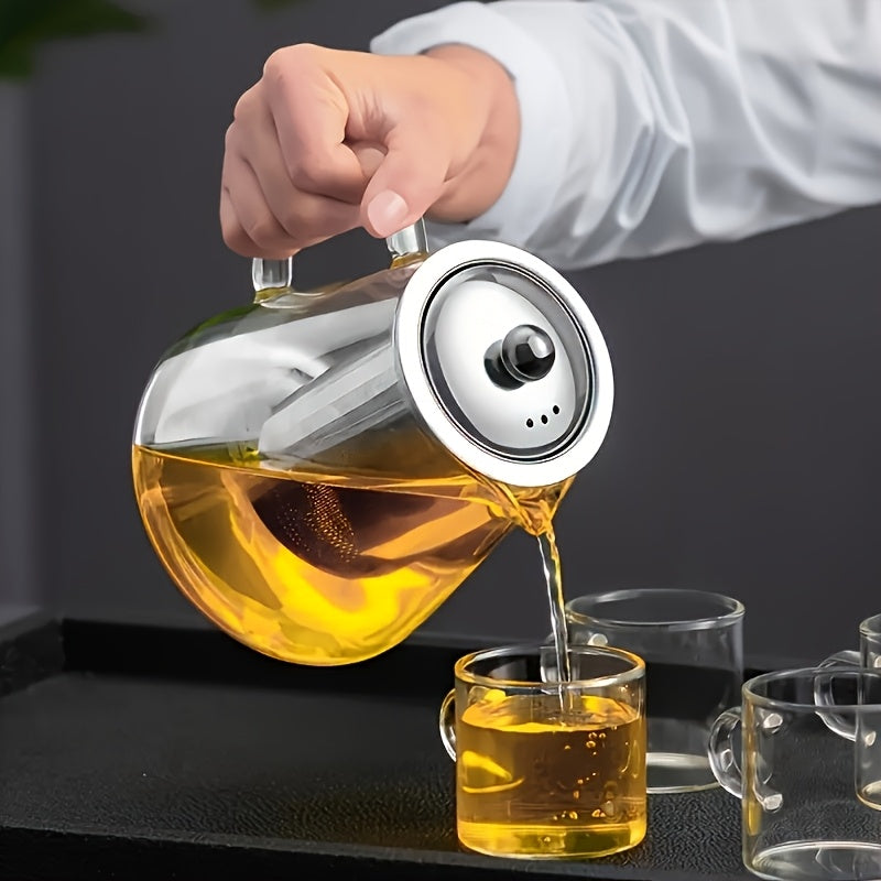 Single Glass Teapot Available in Sizes of 11.8Oz, 18.6Oz, 25.3Oz, And 32.1Oz, Designed for Tea And Water Separation. This Thickened, High-Temperature Resistant Tea Set Is Perfect for Home Brewing And Makes an Excellent Gift for Christmas, New Year