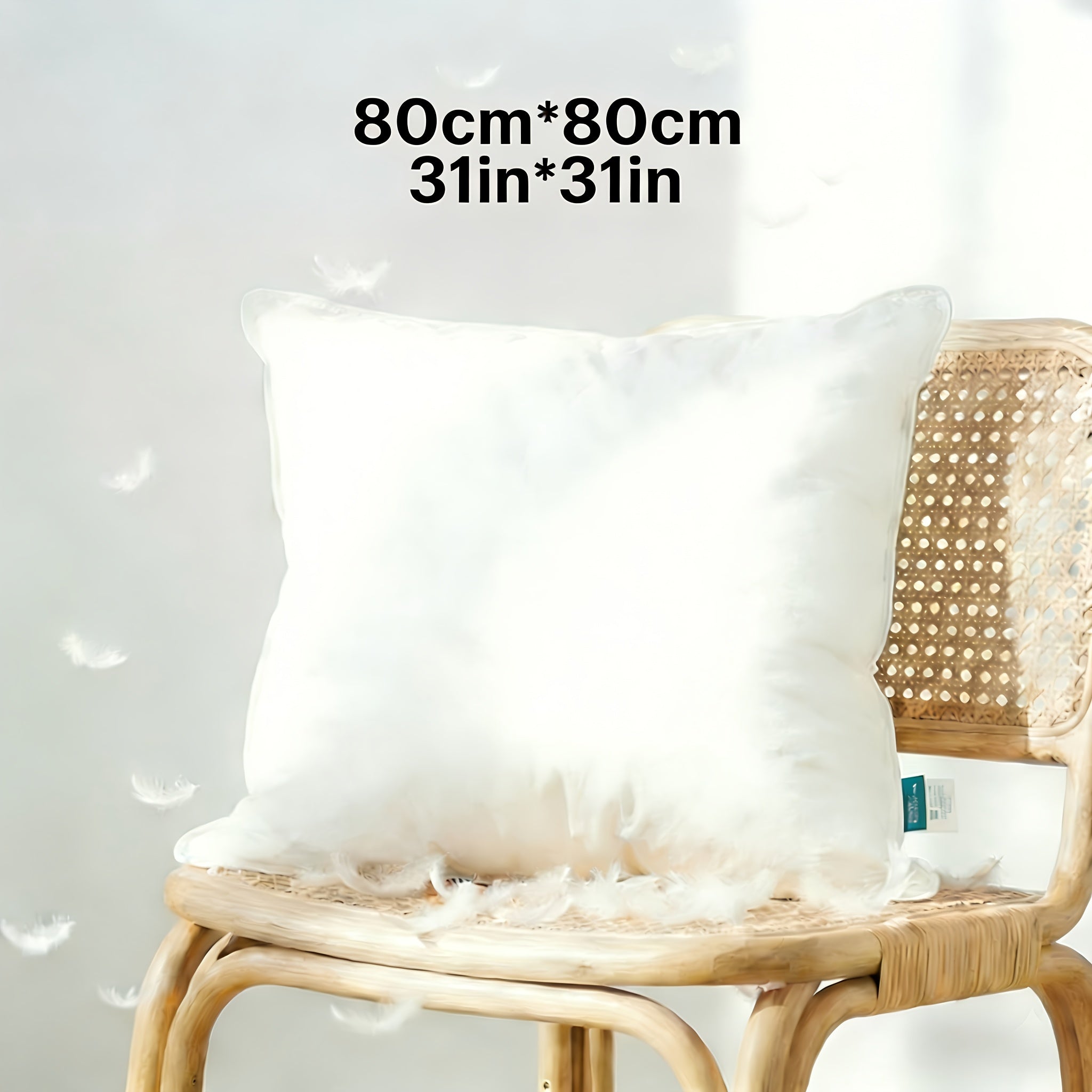 1pc Almofada de penas de ganso de luxo - Ultra-mole, de duas camadas, almofada quadrada decorativa branca com enchimento de alta qualidade para sofá, sofá e cama, estilo contemporâneo, lavável à máquina, almofada de sofá | Luxo decorativo | Almofada de penas fofa, almofada decorativa