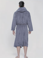 Roupa de Banho com Capuz para Homem em Lã de Coral, Ideal para Uso Doméstico, Casual, Macia, Absorvente, Adequada para a Casa de Banho, Quarto ou Piscina