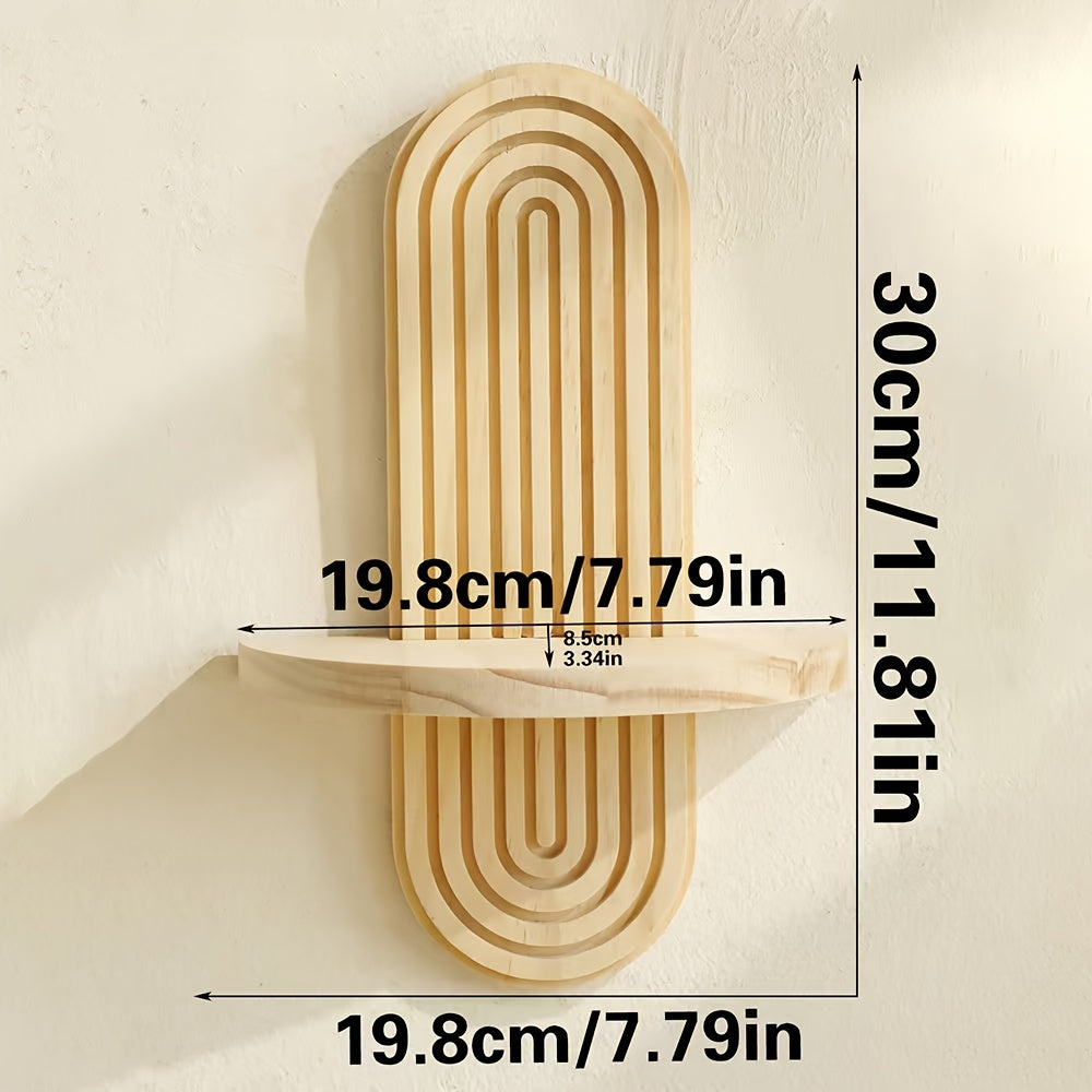 Prateleira de Parede em Arco de Madeira Clássica - Prateleiras Decorativas de Estilo Boémio para Exposição em Parede, Arte de Parede em Madeira Ondulada com um Visual Moderno de Meados do Século, Prateleiras Suspensas Adequadas para Salas de Estar, Quartos e Exposições de Plantas, Também Serve Como Decoração Interior de Halloween