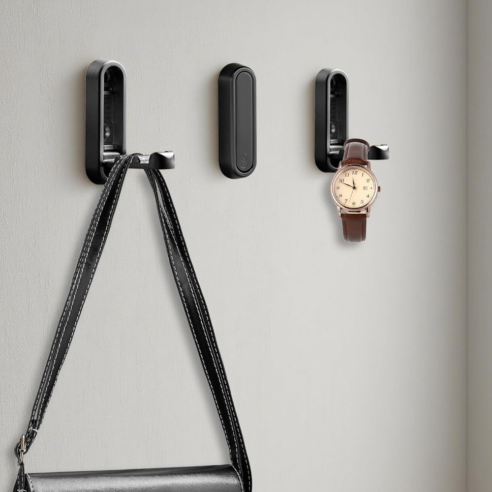 Conjunto de 2 Ganchos Dobráveis para Casacos | Ganchos de Parede Resistentes, Simples e Modernos, Ganchos de Parede Robustos em Alumínio, Adequados para Pendurar Casacos, Bolsas e Toalhas | Design Dobrável que Poupa Espaço, Ideal para Casas de Banho, Cozinhas, Hall de Entrada e Roupeiros