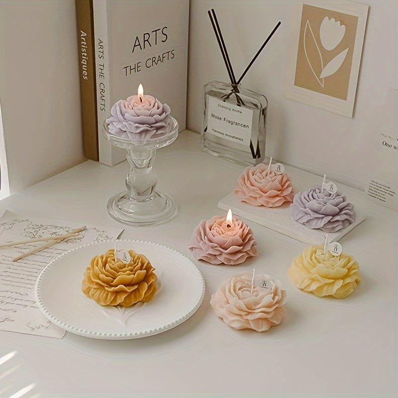 1 Vela Aromática de Flor de Peônia para Decoração Interna - Presente Perfeito para Festas, Casamentos, Aniversários e Datas Especiais (Disponível em Amarelo Limão) - Ideal para Inverno, Ano Novo, Natal e Halloween