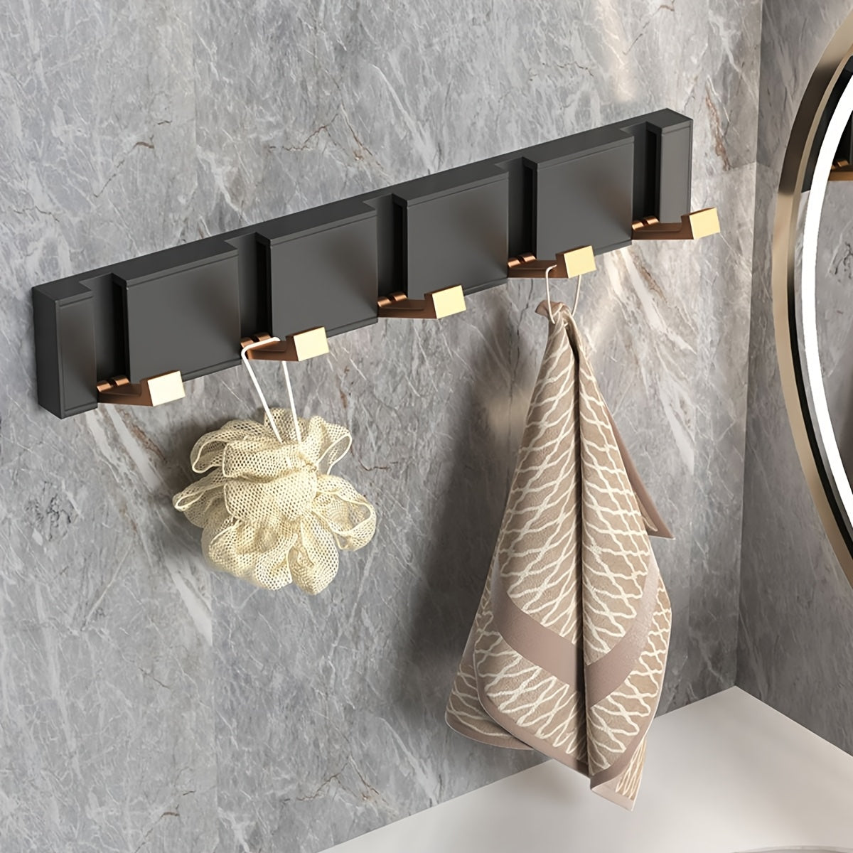 1 stylish door shelf, aluminum door back coat rack, no drilling, fashion style, clothing storage box, entrance door hanger, wall hanging cloth hooks, Mother's Day gift, for storing coats, hats, bags, clothes, towels, no drilling, kitchen decor, Utility Hooks