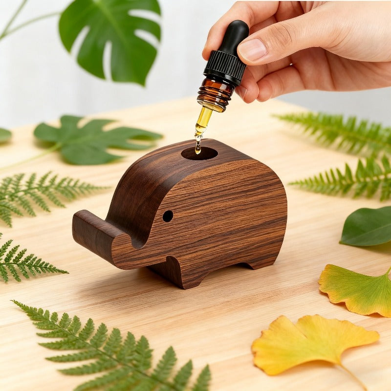 Difusor de Óleo Essencial Elefante de Madeira - Fragrância Portátil para Casa/Carro com Aroma Duradouro, Design Natural em Madeira para Decoração de Casa e Veículo, Fragrância para Carro, Ornamento Decorativo, Artesanato Elegante
