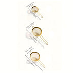 Conjunto de 3 Filtros de Malha Fina Dourada, Peneira de Farinha, Coador de Cozinha, Utensílios de Pastelaria, Acessórios de Cozinha, Utensílios de Cozinha, Ferramentas de Restaurante