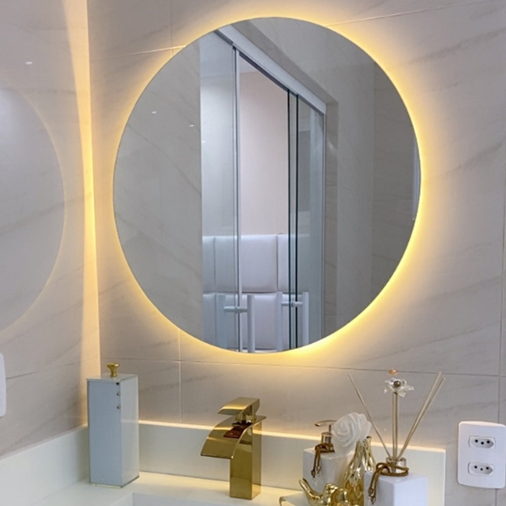 Espelho Redondo Decorativo com Iluminação em LED e Bateria para Banheiros e Quartos