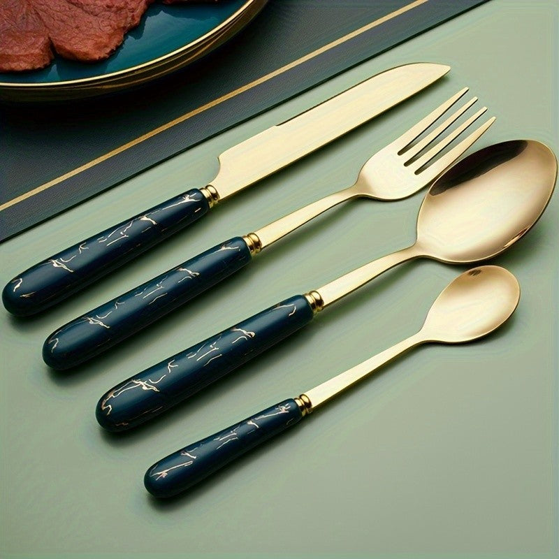 24-Piece Luxury Stainless Steel Cutlery Set (Spoon, Fork, Knife) – No Stand – For Home and Hotel Catering