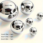 Conjunto de 6 Esferas Decorativas Ocas Redondas em Aço Inoxidável - Tamanhos variando de 0,79 a 5,99 cm, Ornamentos de Metal com Extremidade Espelhada para Escadas e Janelas, Esculturas de Jardim e Esferas Refletoras, Contas Flutuantes em Aço Inoxidável, Fontes de Luz Prateadas