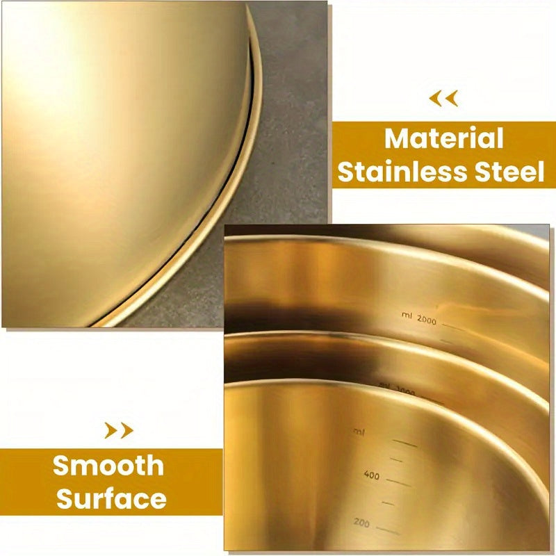 Set of Three Large Steel Mixing Bowls – Extra-Large Bowls for Salads And Food Preparation with Non-Slip Bottoms – Professional-Grade Kitchen Necessities for Hosting – Lightweight, Stackable, And Easy to Clean