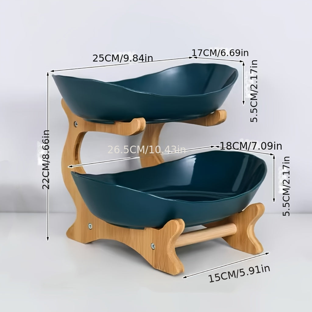 Cesto de Frutas e Legumes de Madeira de 2/3 Níveis com Pernas de Madeira - Organizador de Cozinha Versátil para Frutas, Legumes e Gelo - Perfeito para Armazenamento no Frigorífico, Cesto de Frutas para Cozinha